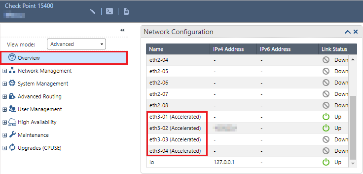 Gaia Portal - Overview - Network Configuration