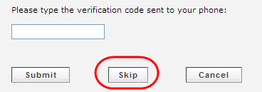 Skip SMS authentication