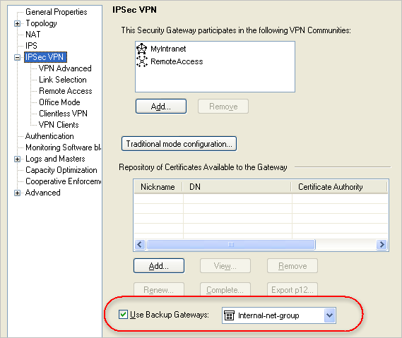 gwProp use backups