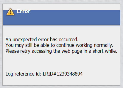 warning unpredicted error forwarding to login name page