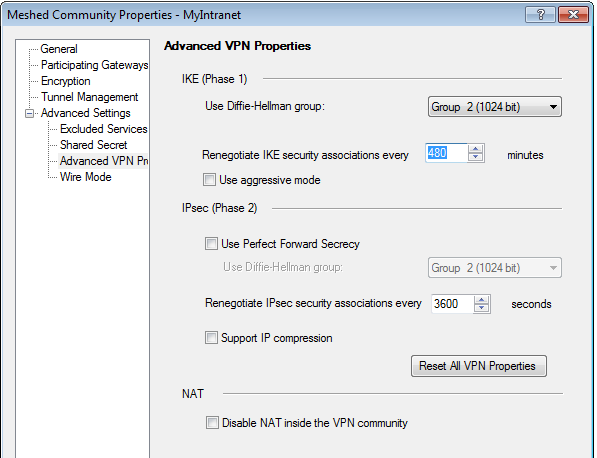 reset check point vpn tunnel command line