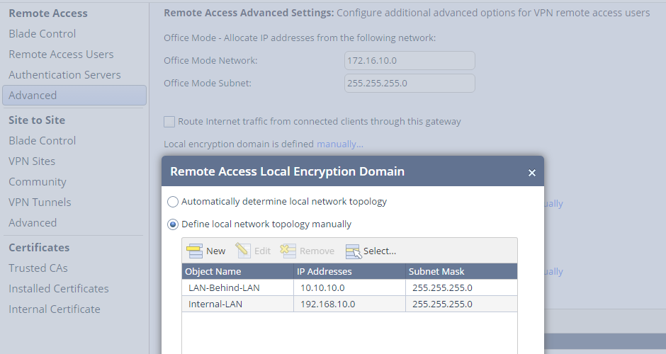 no internet access checkpoint vpn client mac