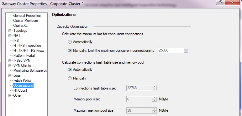 Optimization Setting Default In Smartdashboard Is Manually For Utm 1 Clusterxl