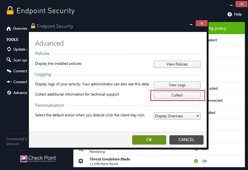 How to collect a CPinfo from the Endpoint Security Client