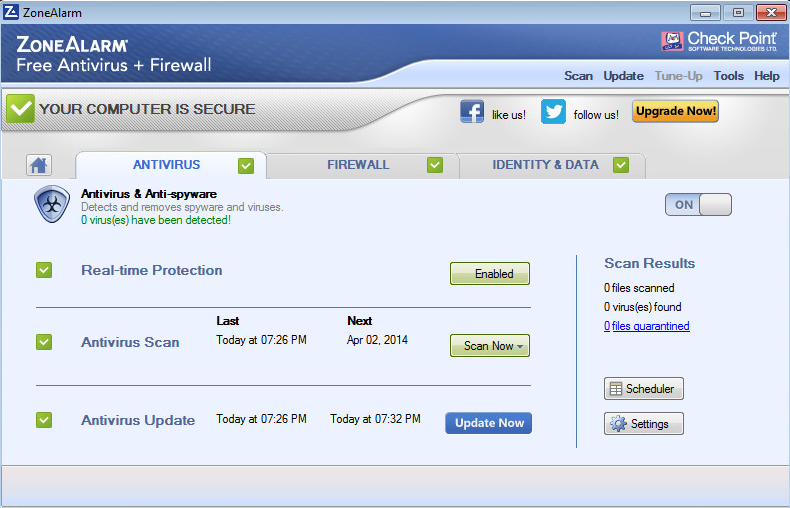 Zonealarm antivirus not updating